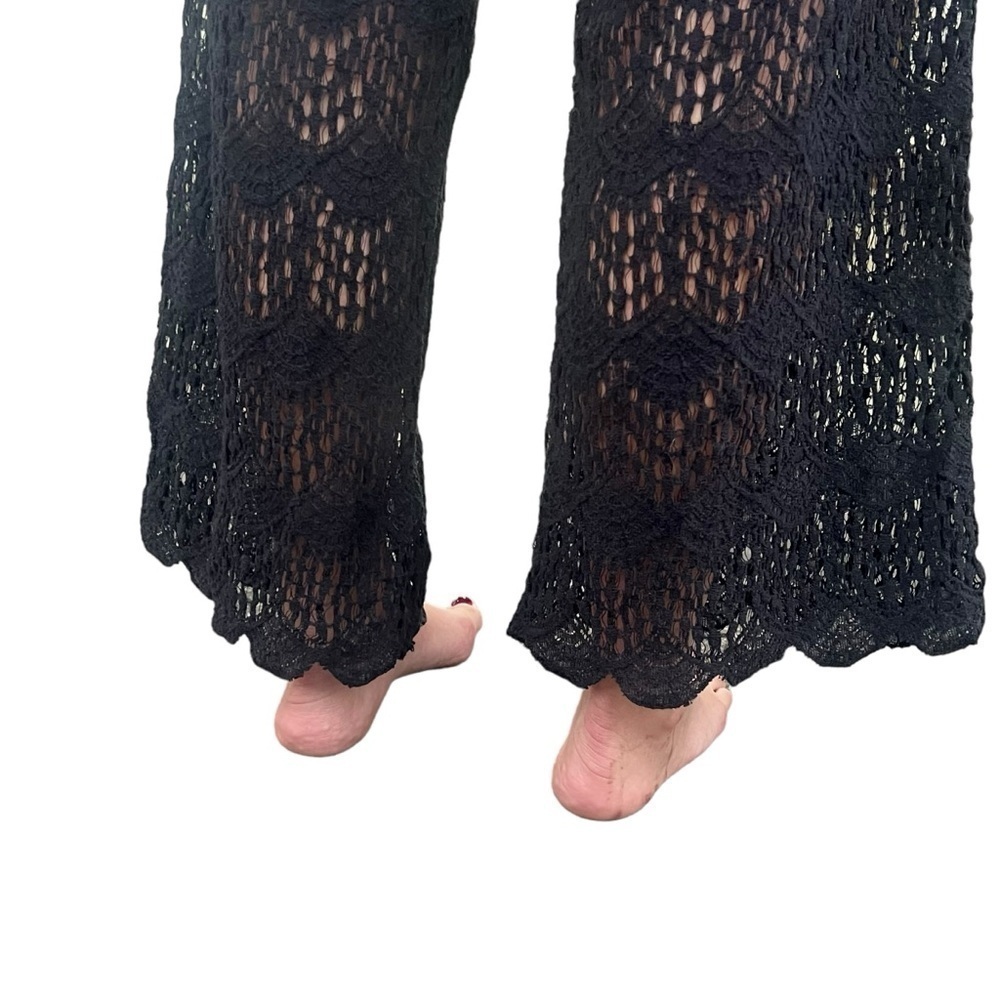 Soft Surroundings Crochet Lace Open Knit Black Pants Sz: S Petite Boho Coastal - Picture 7 of 12